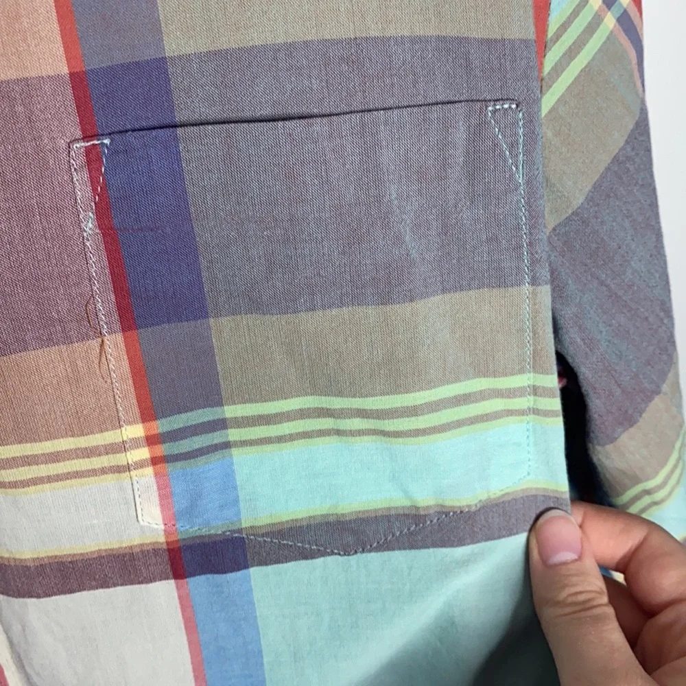 J Crew pastel plaid tartan cotton button up shirt size XL